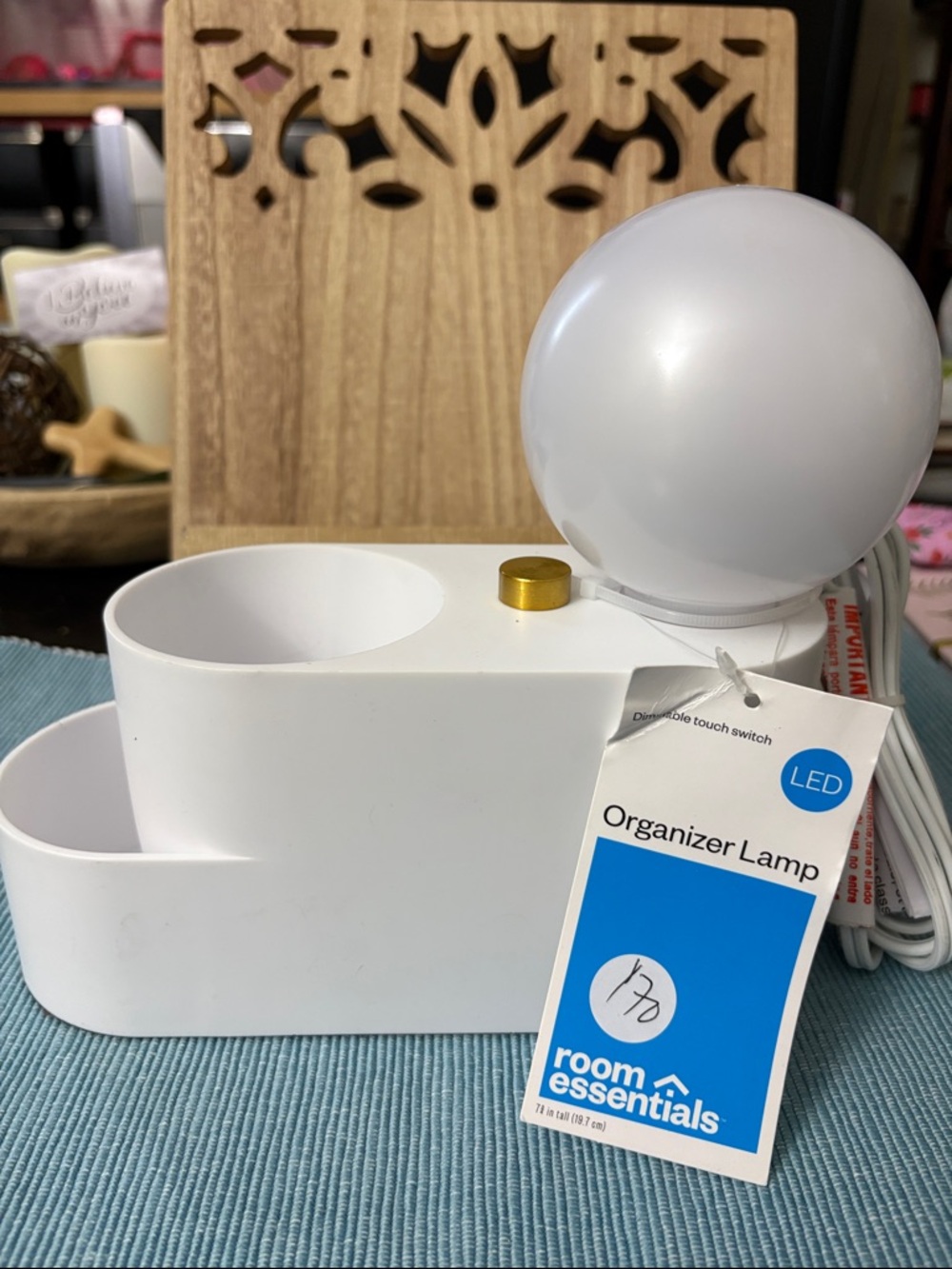 Room Essentials White Organizer Lamp with Gold Accent